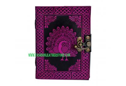 Celtic Book Of Shadow Pink With Black Color Beautiful Embossed Peacock Note Book Blank Book